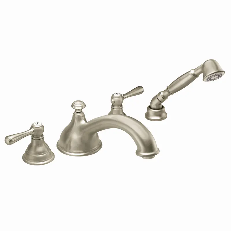 Kingsley Chrome two-handle low arc roman tub faucet includes hand showerChrome