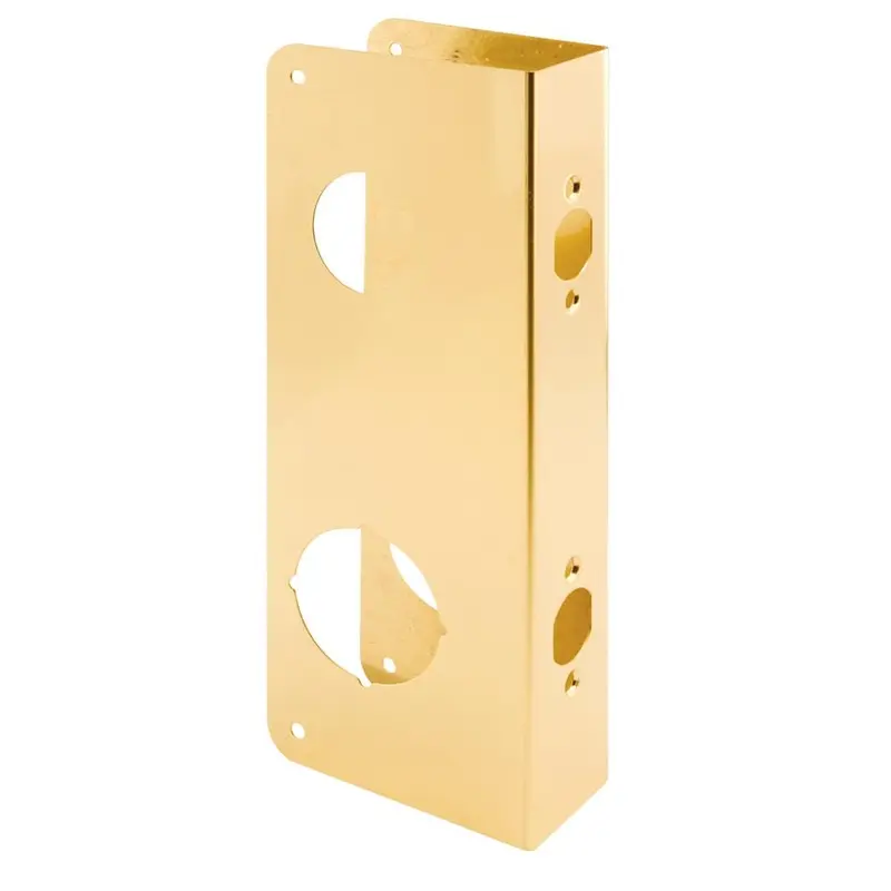1-3/4 in. x 10-7/8 in. Thick Solid Brass Lock and Door Reinforcer, 1-1/2 in. & 2-1/8 in. Double Bore, 2-3/4 in. Backset