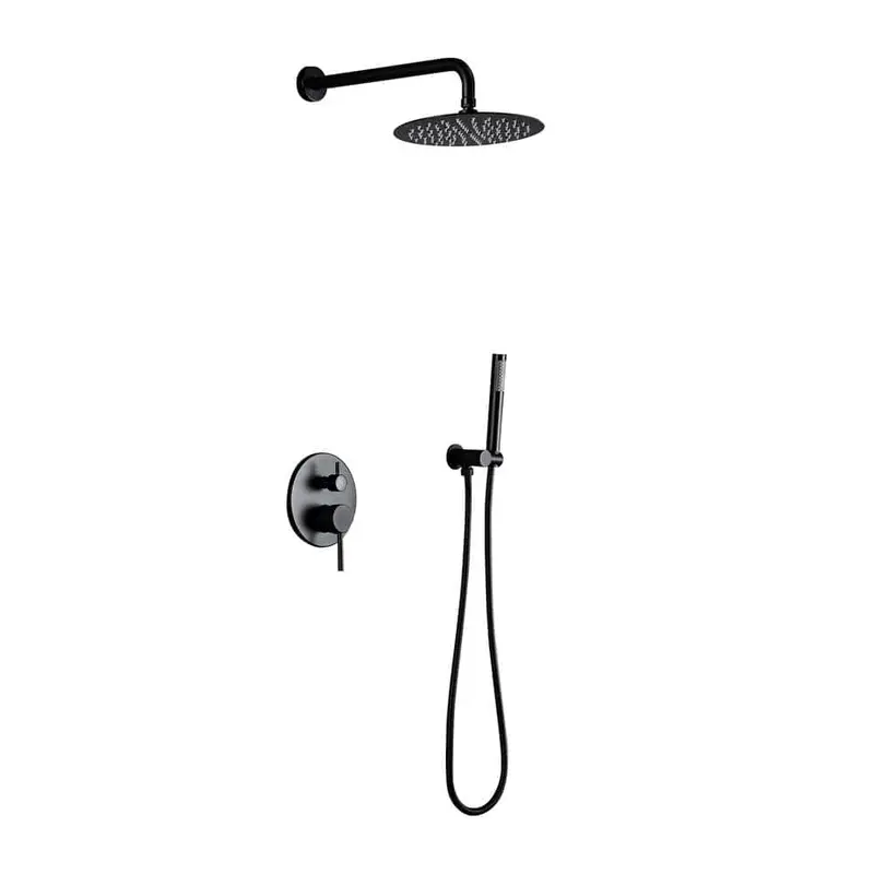 1-Spray Patterns 1.8 GPM 10 in. Dual Shower Head and Handheld Shower Head with Body Spray in Matte Black