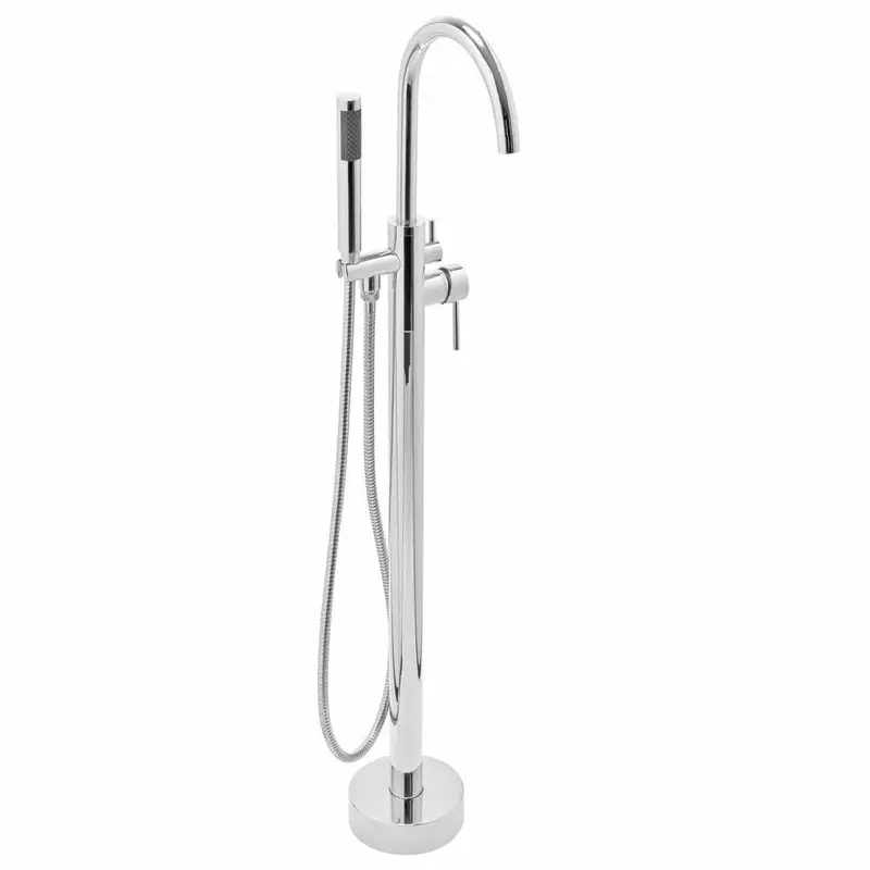 1-Handle Freestanding Floor Mount Roman Tub Faucet Bathtub Filler with Hand Shower in Chrome9.9 / box