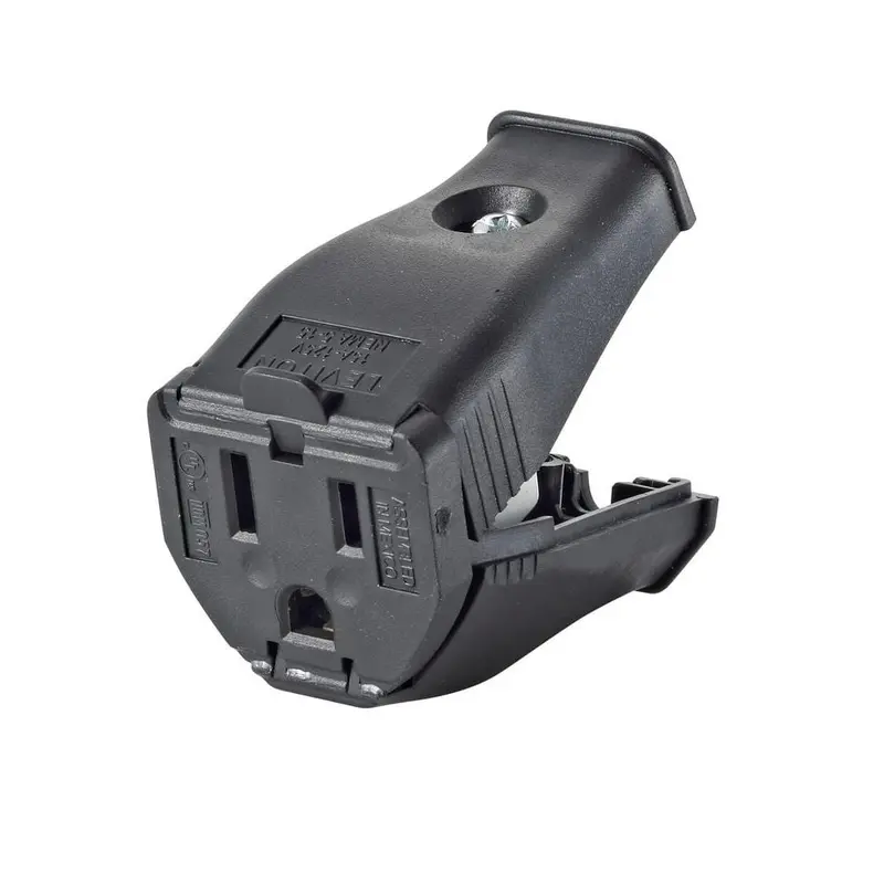 15 Amp 125-Volt 2-Pole 3-Wire Grounding Cord Outlet, Black.011 / each