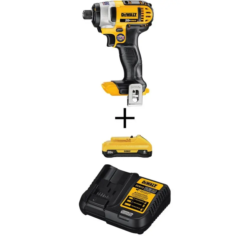 20-Volt MAX Li-Ion Cordless 1/4 in. Impact Driver (Tool-Only) w/ 20-Volt Max Li-Ion 4.0 Ah Battery & Charger Starter Kit2.38 / bundle
