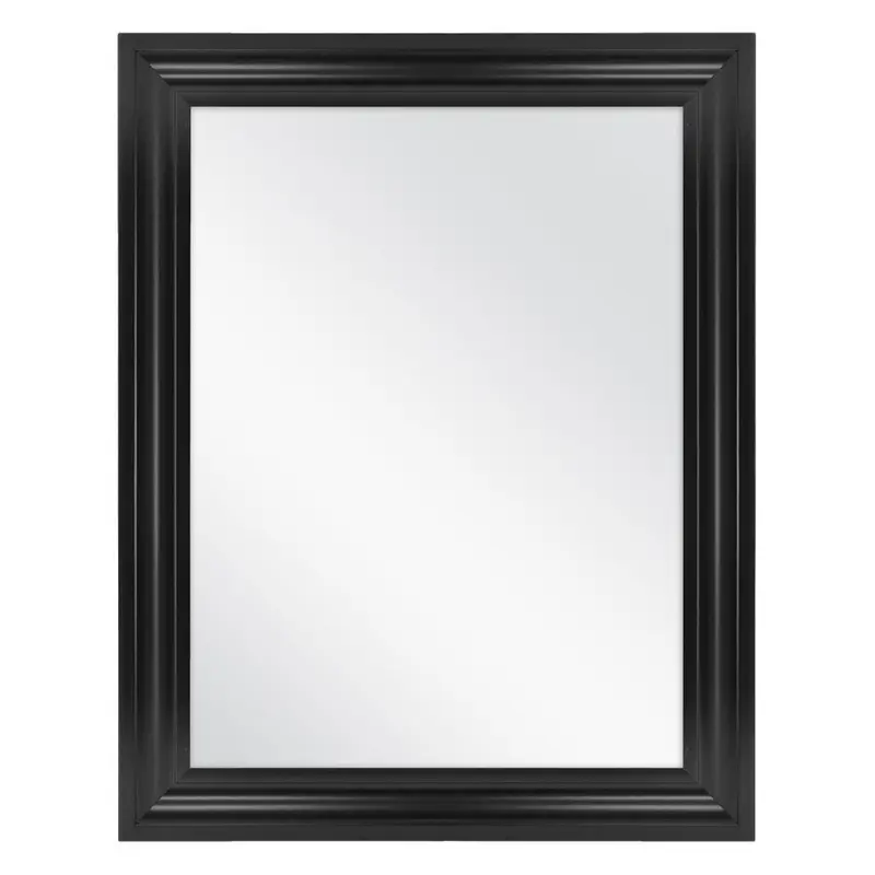 22 in. W x 28 in. H Framed Rectangular Anti-Fog Bathroom Vanity Mirror in Black FinishBlack Finish / 3.2
