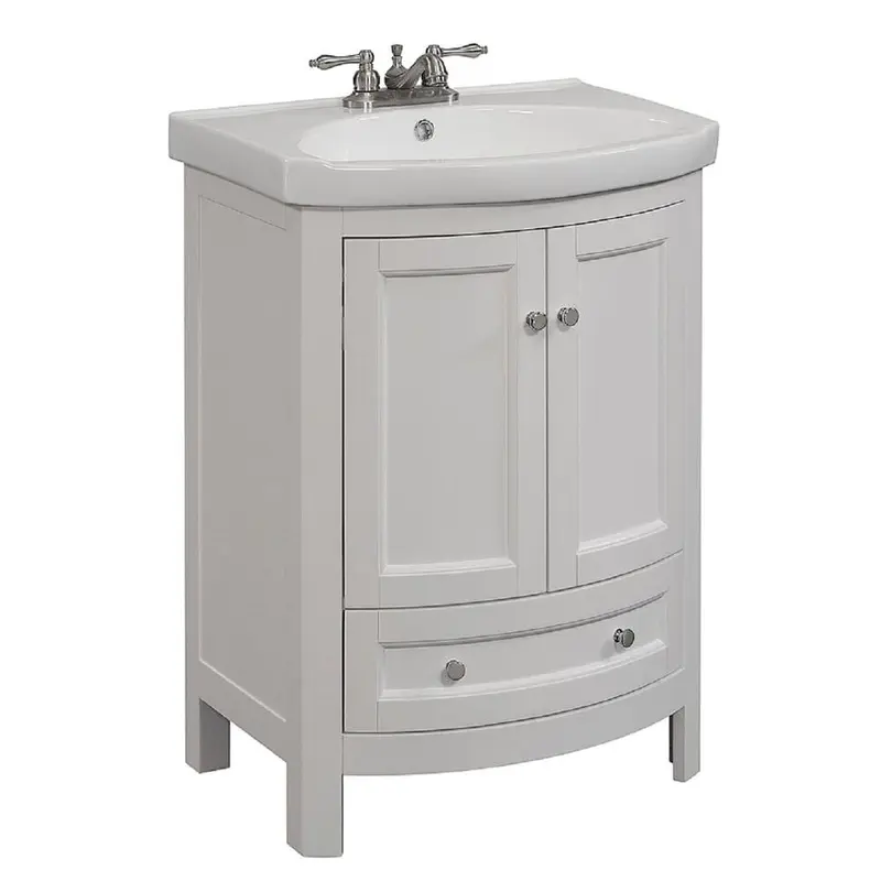 24 in. W x 19 in. D x 34 in. H Vanity in White with Vitreous China Vanity Top in White and White BasinMoon-lit Ocean Blue / 107.8