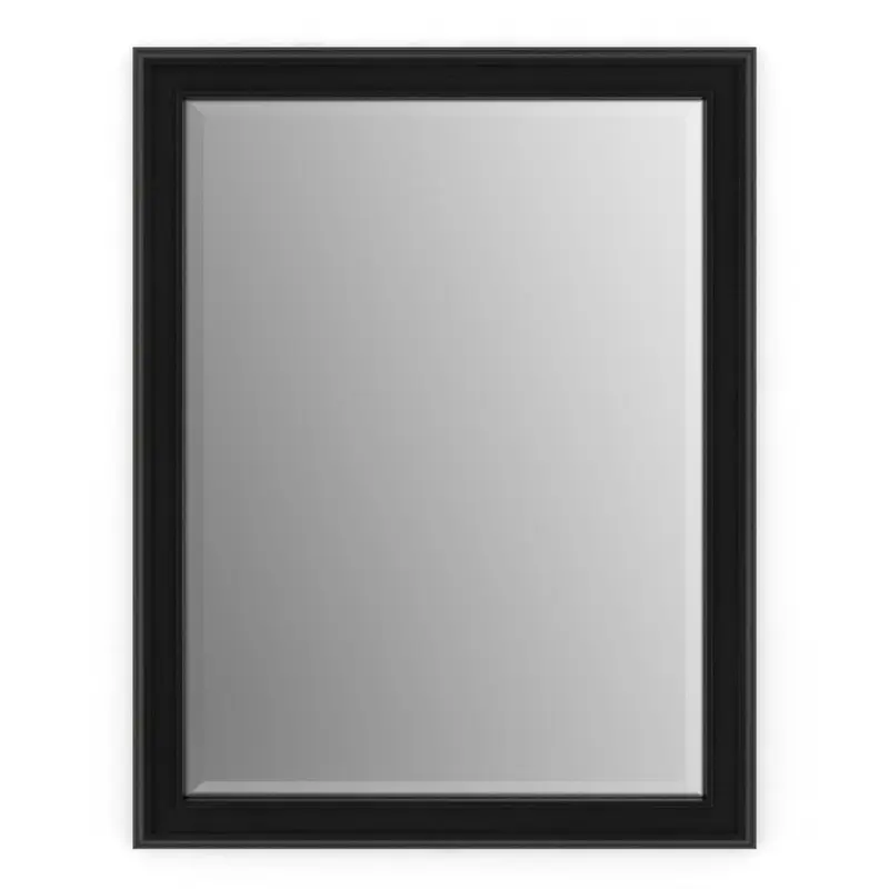 28 in. W x 36 in. H (M1) Framed Rectangular Deluxe Glass Bathroom Vanity Mirror in Matte BlackWeathered Wood / 23.2389