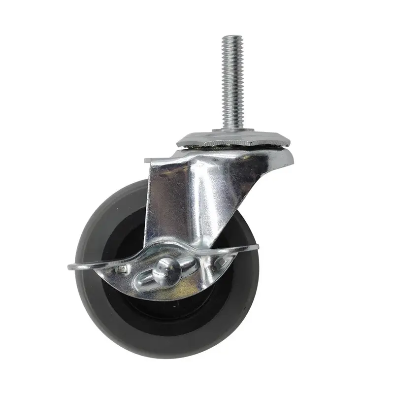 3 in. Medium-Duty Gray TPR Swivel Stem Mount Caster with Brake 175 lbs. Weight Capacity0.6856306 / each