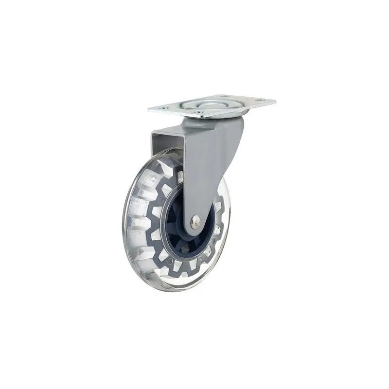 3-15/16 in. Clear and Royal Blue Swivel Without Brake Plate Caster, 132 lb. Load Rating