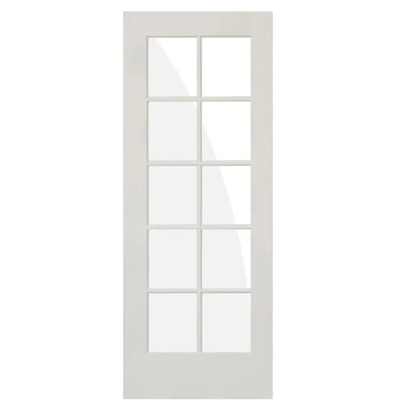 30 in. x 80 in. 10-Lite Solid Hybrid Core MDF Primed Interior Door SlabNo Bore / Primed / 24 x 80