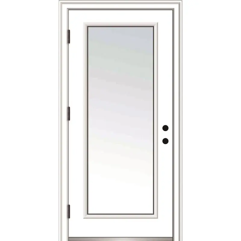 32 in. x 80 in. Classic Right-Hand Outswing Full Lite Clear Low-E Primed Steel Prehung Front Door with BrickmouldPrimed / 32 x 80 / Left Hand/Outswing