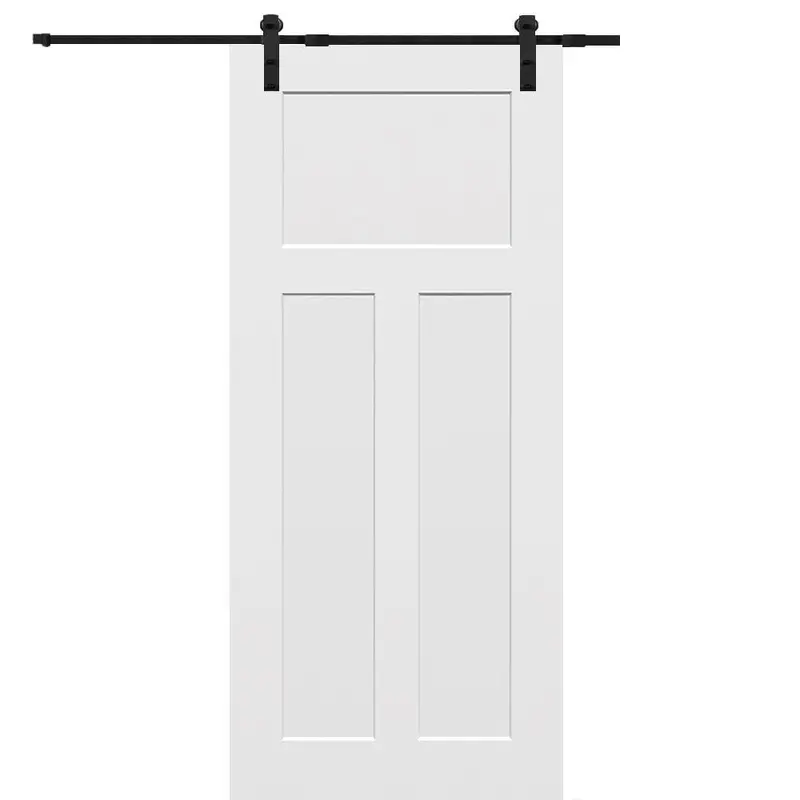 32 in. x 80 in. Primed Composite Craftsman Smooth Surface Solid Core Sliding Barn Door with Hardware KitPrimed / 32 x 80 / Black