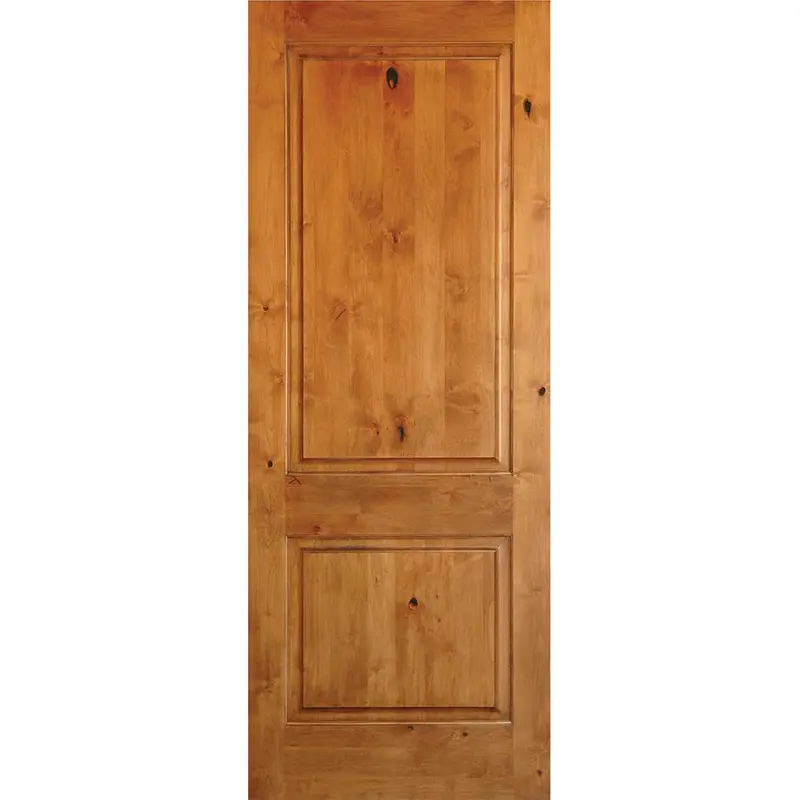 32 in. x 80 in. Rustic Knotty Alder 2-Panel Square Top Solid Wood Stainable Interior Door SlabNo Bore / Unfinished / 36 x 80