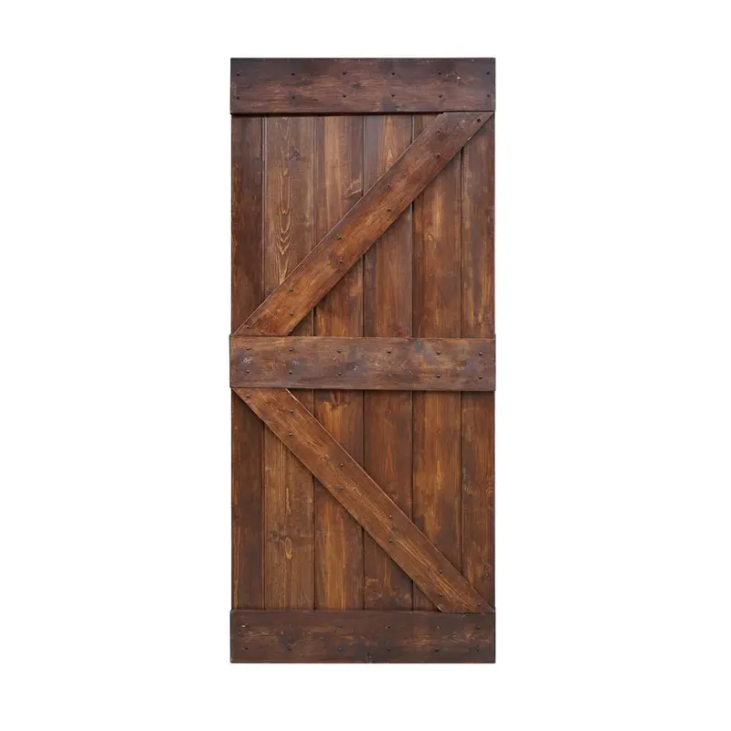 36 in x 84 in K Series DIY Dark Walnut Finished Knotty Pine Wood Barn Door SlabAged Barrel Finished / 36 x 84 / 58