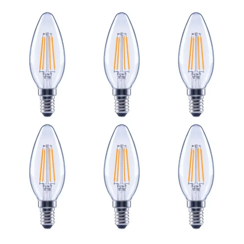 40-Watt Equivalent B11 Candelabra Glass Vintage Decorative Edison Filament Dimmable LED Light Bulb Soft White (6-Pack)Soft White