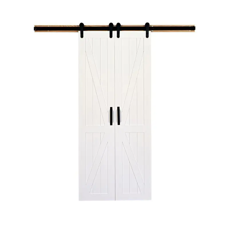 42 in. x 84 in. Board and Batten Primed Solid Wood Split Barn Door with Hardware Kit44 / each