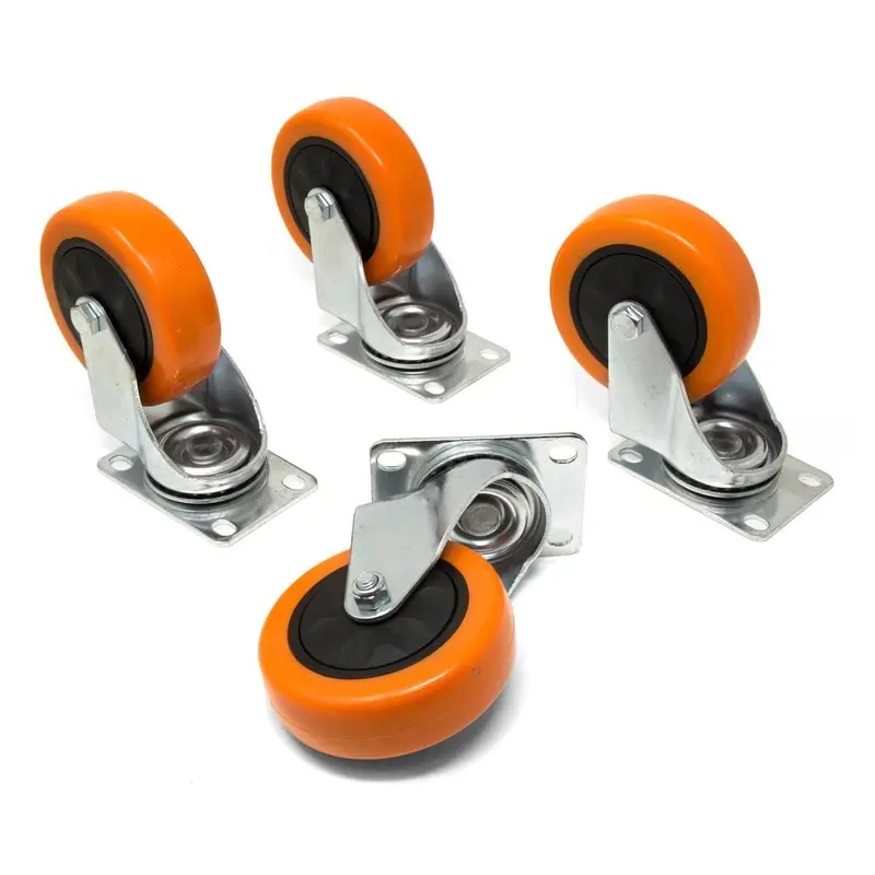 5 in. 330 lbs. Capacity Polyurethane Single-Bearing Swivel Plate Caster (4-Pack)