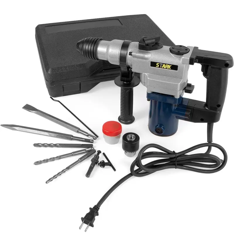 6.7 Amp 1/2 in. SDS-Plus Corded Rotary Hammer Drill with Chisel Bits