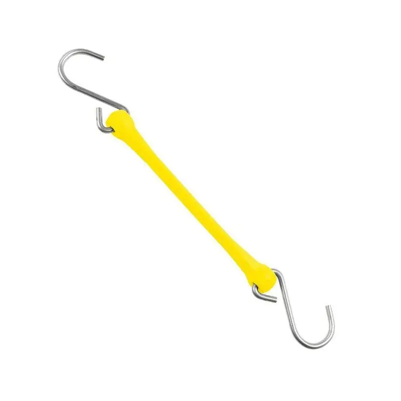 7 in. Polyurethane Bungee Strap with Galvanized S-Hooks (Overall Length: 12 in.) in Yellow