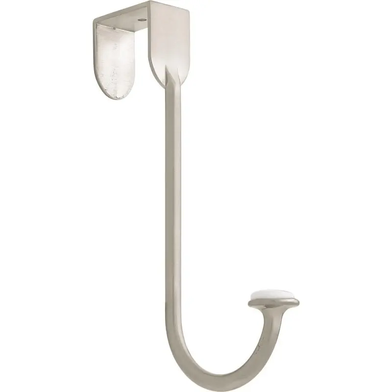 7 in. Satin Nickel Single Prong Ceramic Insert Over-The-Door Hook
