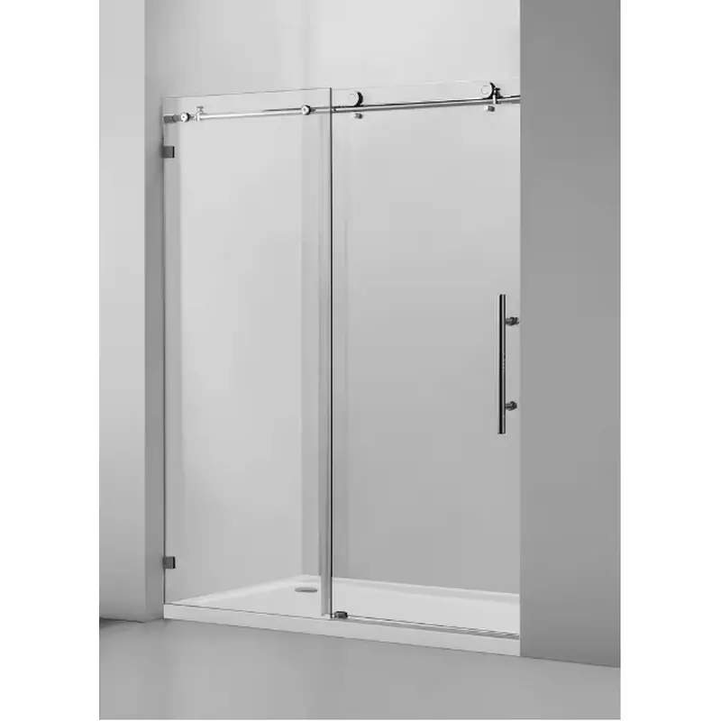 76 in. H x 60 in. W Frameless Sliding Shower Door in Brushed Nickel with Clear Tempered Glass