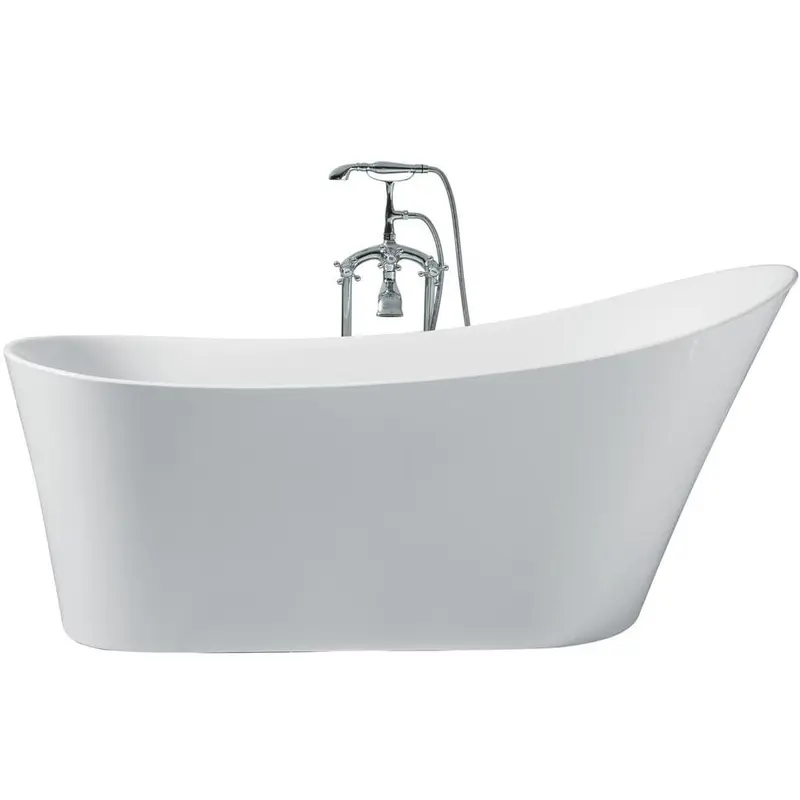 67 in. Acrylic Right Drain Oval Flat Bottom Freestanding Bathtub in White