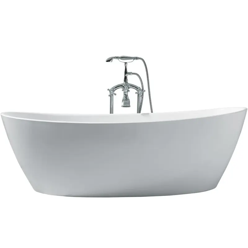 70 in. Acrylic Center Drain Oval Flat Bottom Freestanding Bathtub in WhiteWhite / 84 / 67
