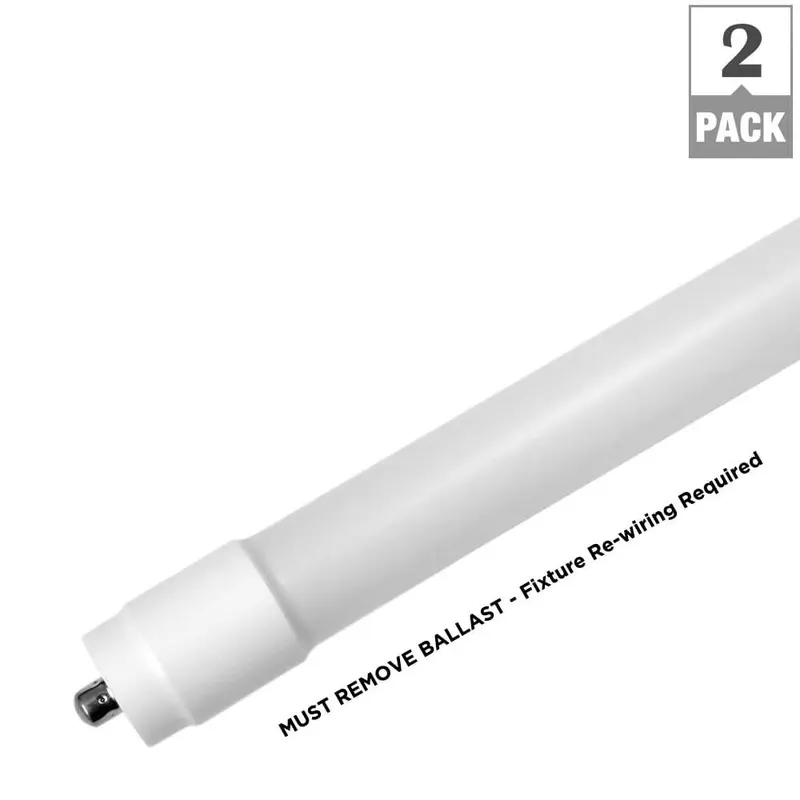 8 ft. 42-Watt T8 Non-Dimmable LED Linear Light Bulb Type B Bypass Double Ended Single Pin Daylight 5000K (2-Pack)Cool White / 12 / Fa8