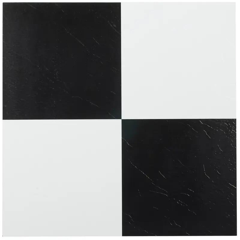 ACHIM Tivoli Black and White 12 in. x 12 in. Peel and Stick Checkered Pattern Vinyl Tile (45 sq. ft./case)sq. ft.