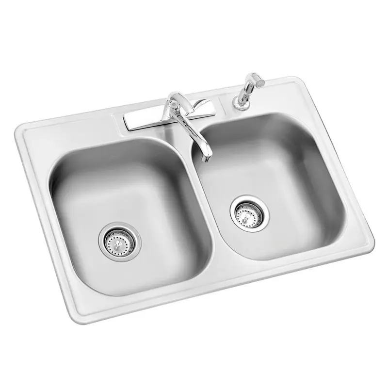 All-in-One Drop-In Stainless Steel 33 in. 4-Hole Double Bowl Kitchen Sink8.5 / each