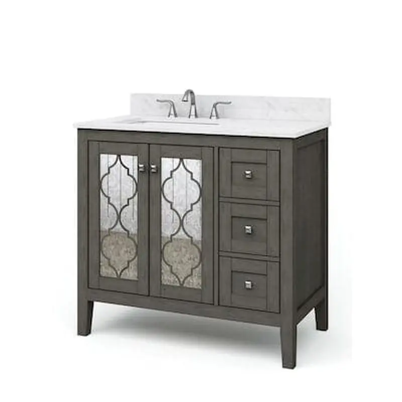 allen   roth Everdene 36-in Grey Single Sink Bathroom Vanity with Carrera White Engineered Stone Top