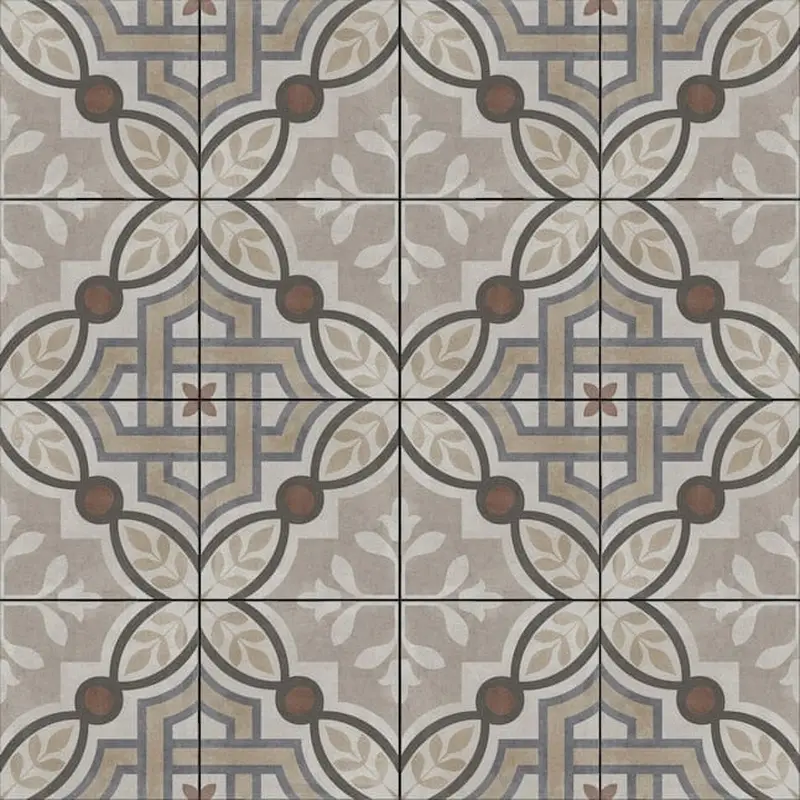 allen   roth Manchester Multicolor 8-in x 8-in Glazed Porcelain Encaustic Floor and Wall Tile (0.42-sq. ft/ Piece)