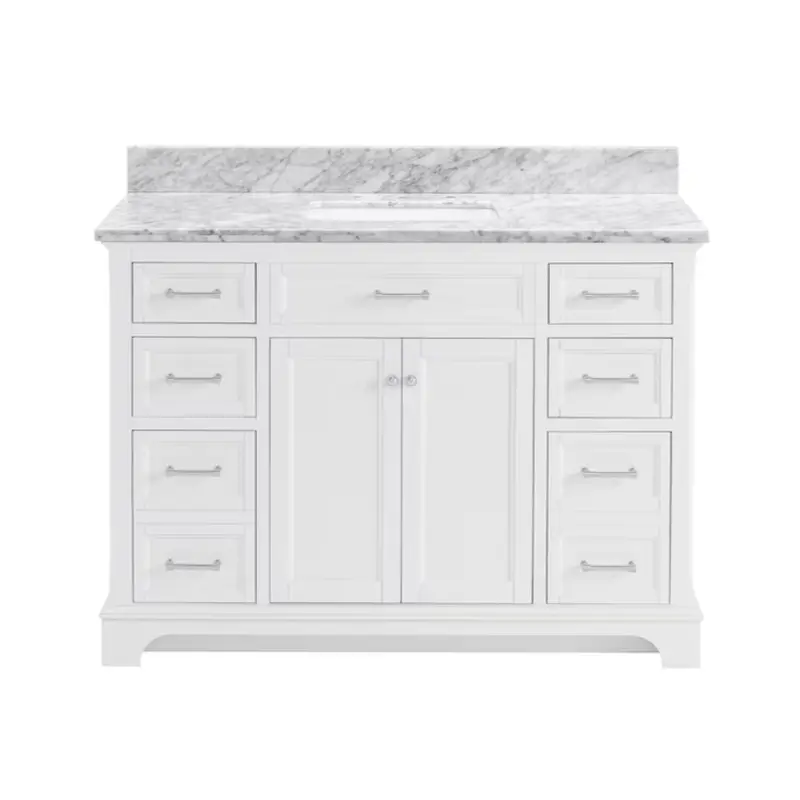 allen   roth Roveland 48-in White Undermount Single Sink Bathroom Vanity with Carrara Natural Marble Top