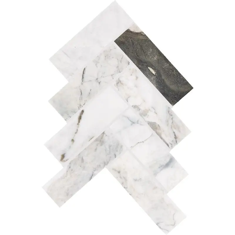 American Olean Genuine Stone Tuxedo 10-in x 16-in Polished Natural Stone Marble Herringbone Patterned Wall Tile (0.67-sq. ft/ Piece)