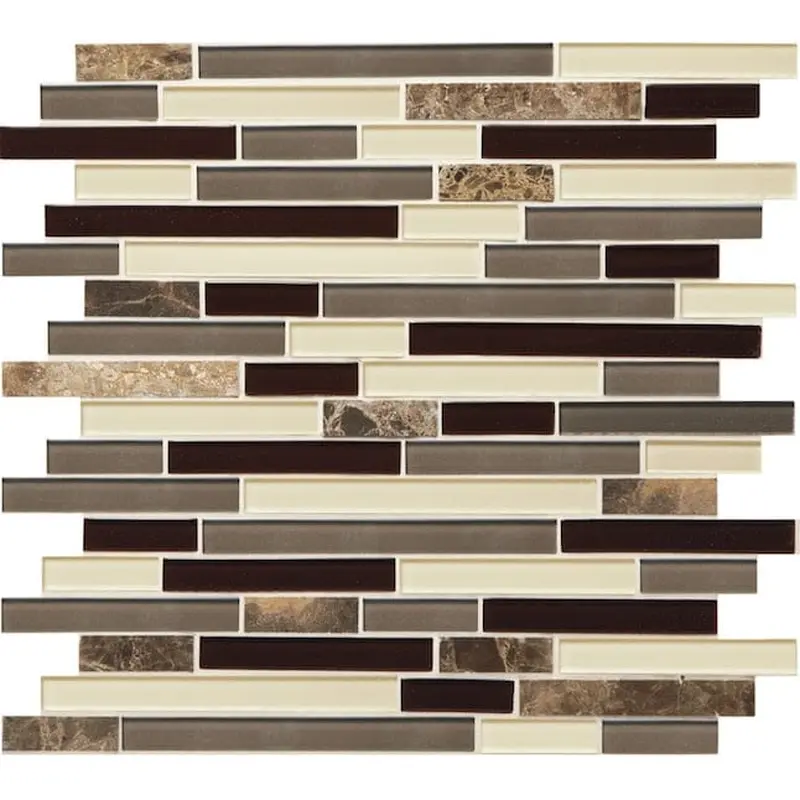 American Olean Mosaic Chateau Emperador 12-in x 12-in Glossy Glass Linear Tile (0.94-sq. ft/ Piece)