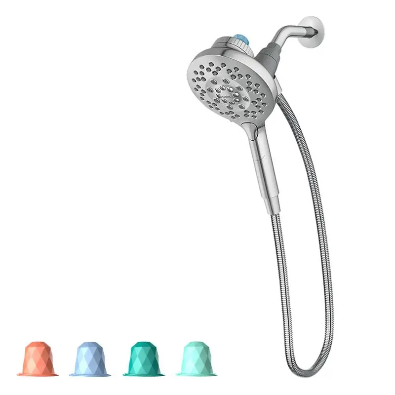 Aromatherapy 6-Spray 5.6 in. Single Wall Mount Handheld Shower Head with INLY Shower Capsules and Magnetix in ChromeChrome / 2.9