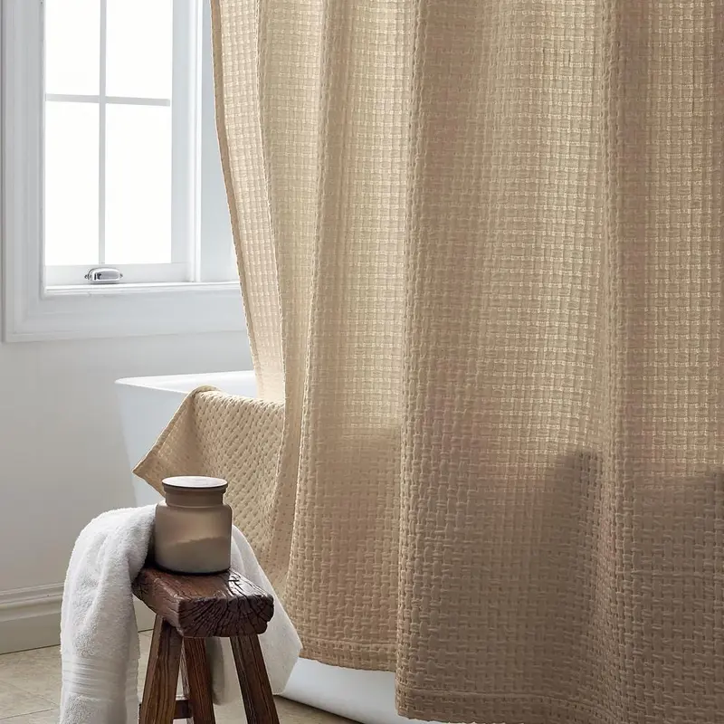 Basket Weave 72 in. Twine Shower CurtainTwine / 4.1