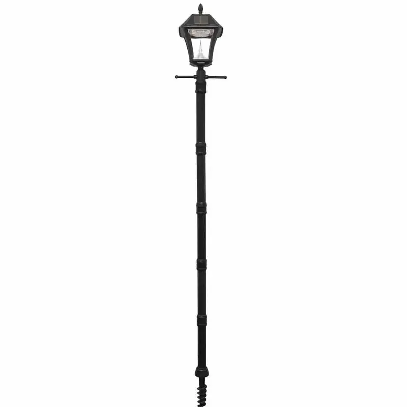 Baytown II 9.75 in. Black Integrated LED Outdoor Resin Solar Post Light and Lamp Post with EZ-Anchor Base10 / each