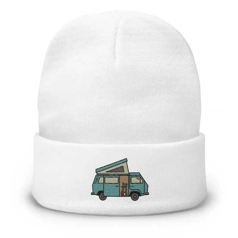 Dog in Van Embroidered BeanieBlack