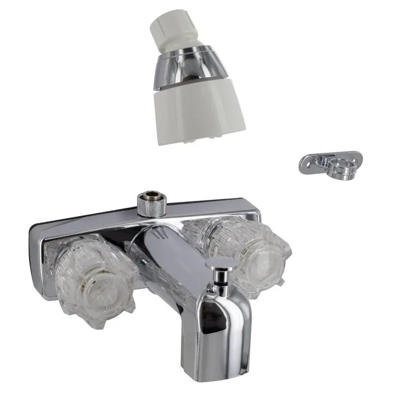 Valterra Phoenix Tub/Shower Kit Riser Spud Chrome With Clear Acrylic Knob Handles4"