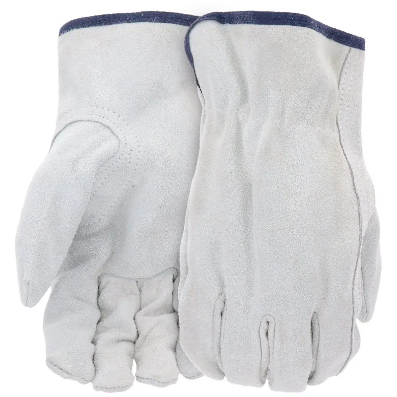 Boss B81162-L Gloves, L, 8 to 8-3/8 in L, Keystone Thumb, Slip-On Cuff, Split Cowhide Leather, Gray