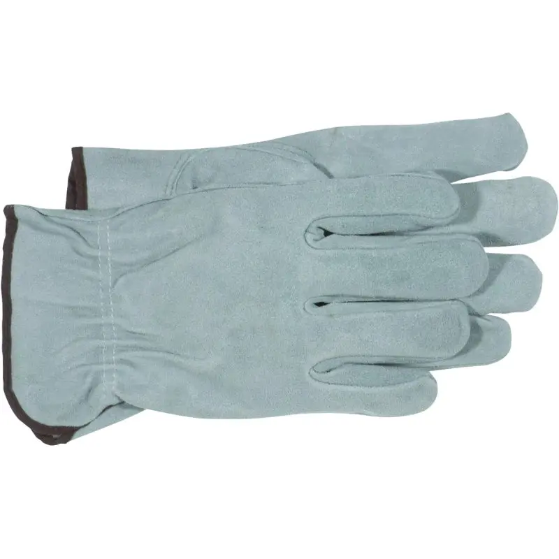 Boss 4065J Gloves, XL, Keystone Thumb, Open, Shirred Elastic Back Cuff, Cowhide Leather, Gray