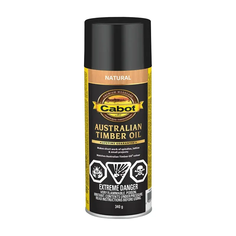 Cabot Australian Timber Oil 142.0003400.076 Wood Stain, Transparent, Natural, Liquid, 12 oz, Spray Can