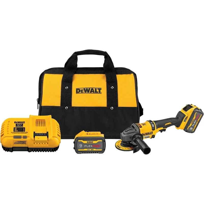 DeWALT FLEXVOLT DCG418X2 Brushless Grinder with Kickback Brake Kit, Battery Included, 60 V, 9 Ah, 5/8-11 Spindle