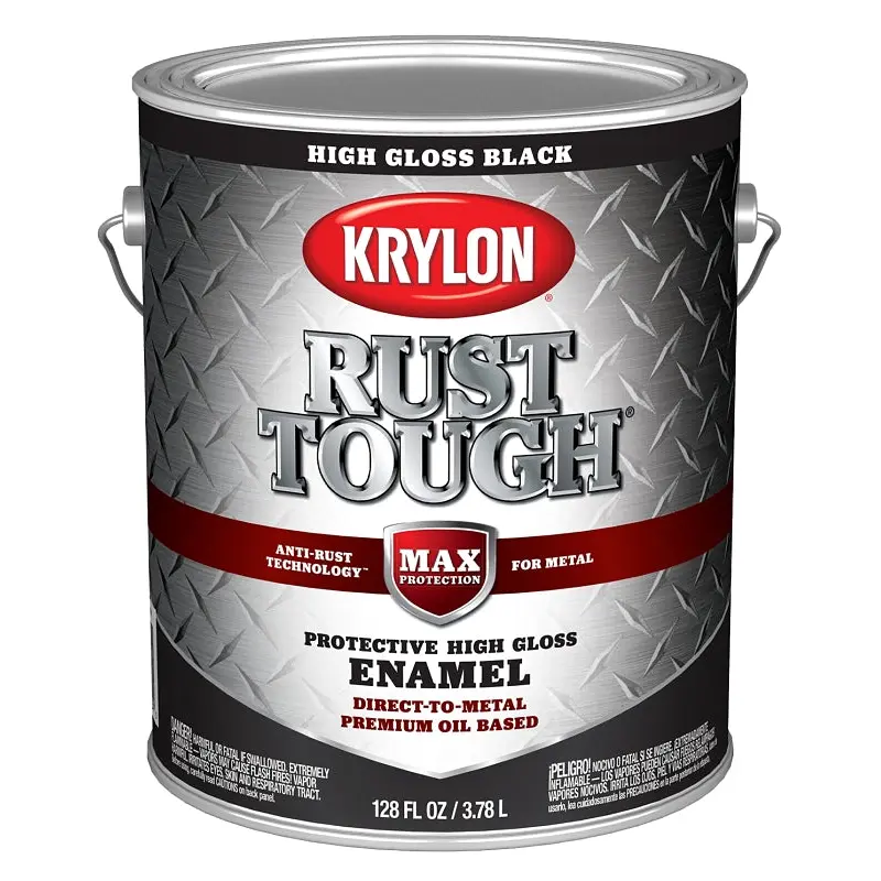 Krylon Rust Tough K09730008 Rust Preventative Paint, Gloss, Black, 1 gal, 400 sq-ft/gal Coverage Area