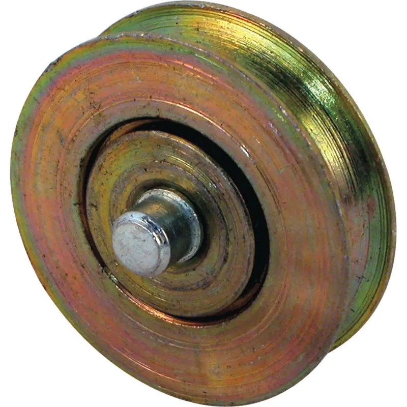 Prime-Line D 1765 Door Roller with Axle, 1-1/4 in Dia Roller, 5/16 in W Roller, Steel, Yellow, 2-Roller