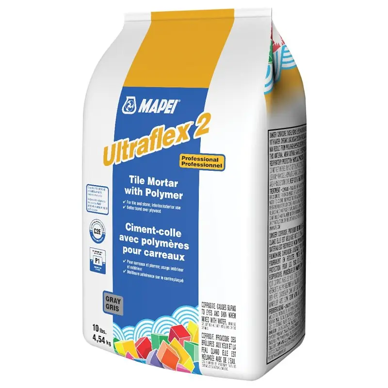 Mapei Ultraflex 2 Series 60053 Tile Mortar, Gray, Powder, 10 lb, Bag