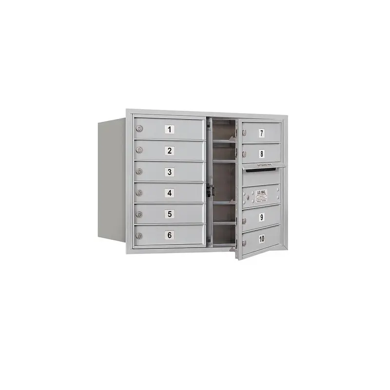 3700 Horizontal Series 10-Compartment Recessed Mount MailboxAluminum / 90 / 10