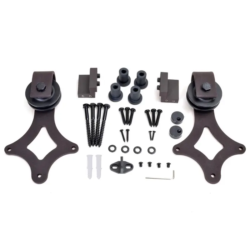 72 in. Antique Bronze Rustic Star Barn Style Sliding Door Track and Hardware SetMatte Black / 17