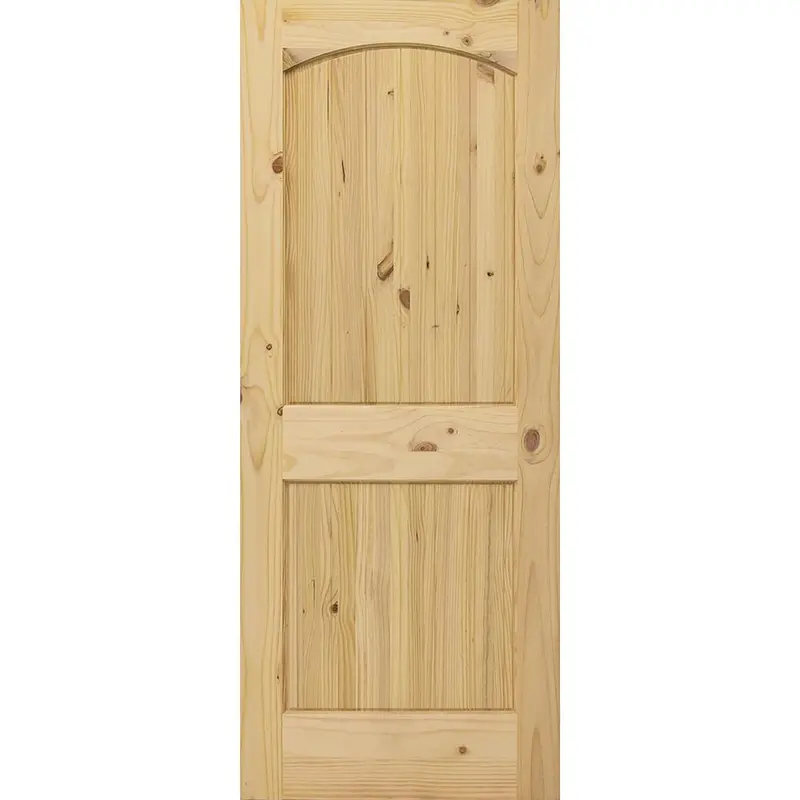 24 in. x 80 in. Universal 2-Panel Archtop Solid Unfinished Knotty Pine Wood V-Groove Interior Door SlabNo Bore / Unfinished Knotty Pine / 24 x 80