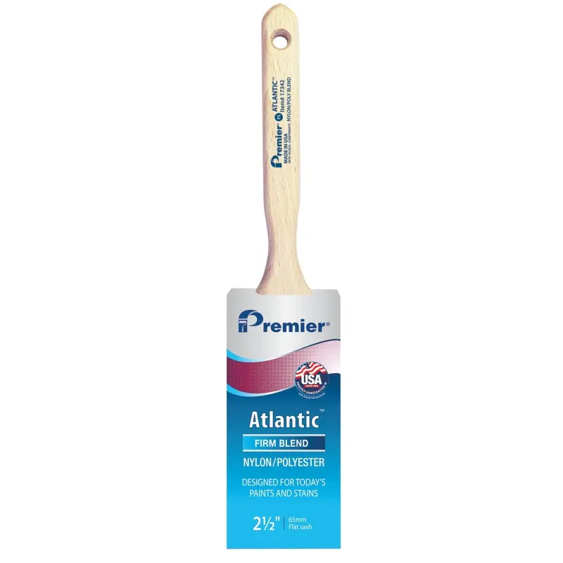 Premier Atlantic 17342 Paint Brush, 2-1/2 in W, Tapered Brush, 2-15/16 in L Bristle, Nylon/Polyester Bristle
