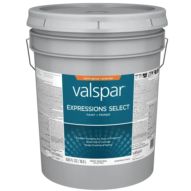 Valspar Expressions Select 4600 028.0046002.008 Latex Paint, Acrylic Base, Semi-Gloss, Pastel Base, 5 gal